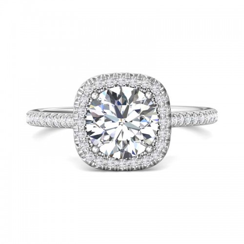 FlyerFit® 14K White Gold Micropave Halo Engagement Ring