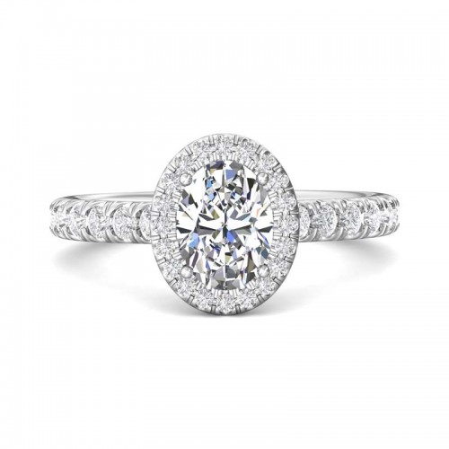 FlyerFit® 14K White Gold Micropave Halo Engagement Ring