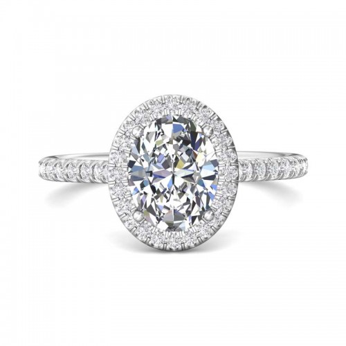 FlyerFit® 14K White Gold Micropave Halo Engagement Ring