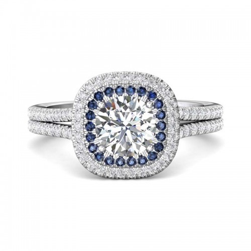 FlyerFit® 14K White Gold Micropave Halo Engagement Ring