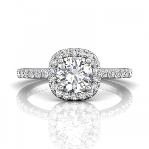 FlyerFit® 14K White Gold Micropave Halo Engagement Ring