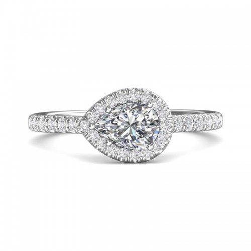 FlyerFit® 14K White Gold Micropave Halo Engagement Ring