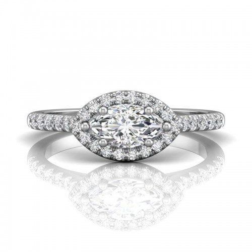 FlyerFit® 14K White Gold Micropave Halo Engagement Ring