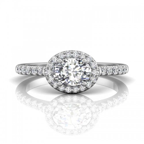 FlyerFit® 14K White Gold Micropave Halo Engagement Ring