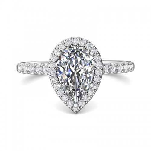 FlyerFit® 14K White Gold Micropave Halo Engagement Ring