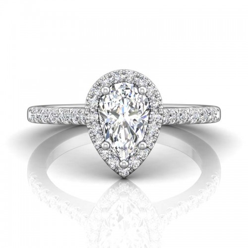 FlyerFit® 14K White Gold Micropave Halo Engagement Ring