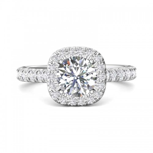 FlyerFit® 14K White Gold Micropave Halo Engagement Ring