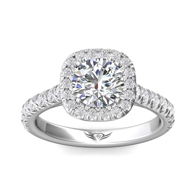 FlyerFit® 14K White Gold Micropave Halo Engagement Ring