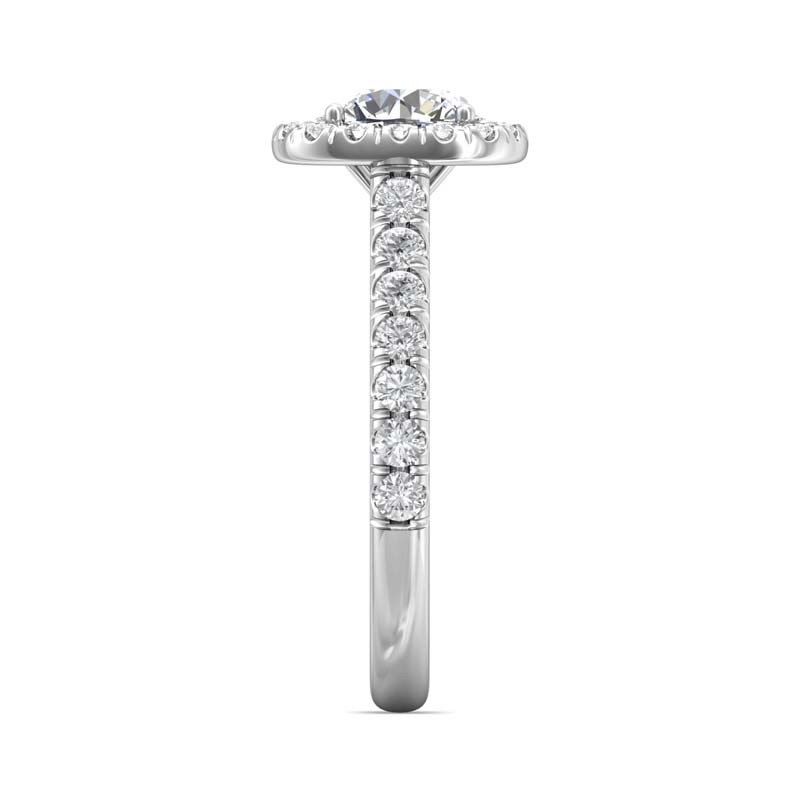 FlyerFit® 14K White Gold Micropave Halo Engagement Ring