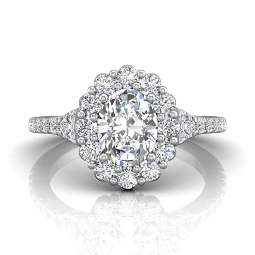 FlyerFit® 14K White Gold Split Shank Engagement Ring