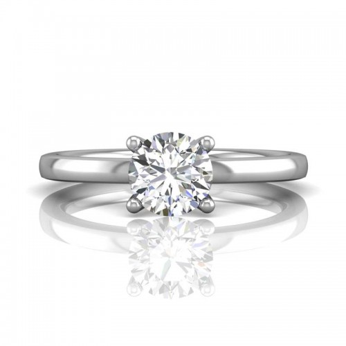 FlyerFit® 14K White Gold Solitaire Engagement Ring