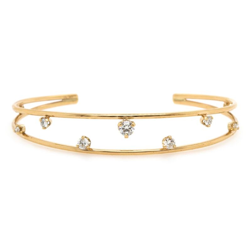 14k Diamond Prong Double Band Cuff BY Zoe Chicco