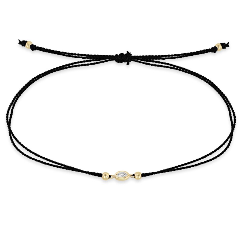 14K Yellow Gold Floating Solitaire Cord Bracelet