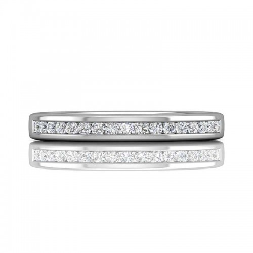 FlyerFit® 14K White Gold Channel Wedding Band
