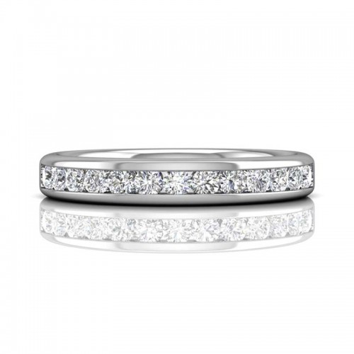 FlyerFit® 14K White Gold Channel Wedding Band