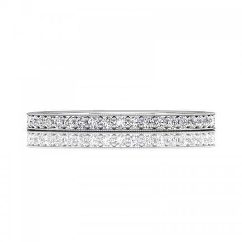 FlyerFit® 14K White Gold Micropave Bead Set Wedding Band