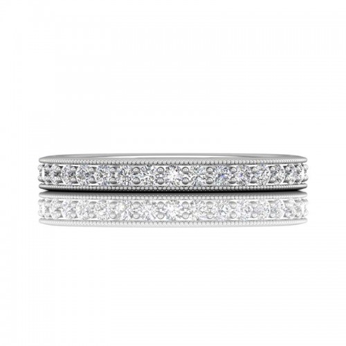 FlyerFit® 14K White Gold Micropave Bead Set Wedding Band