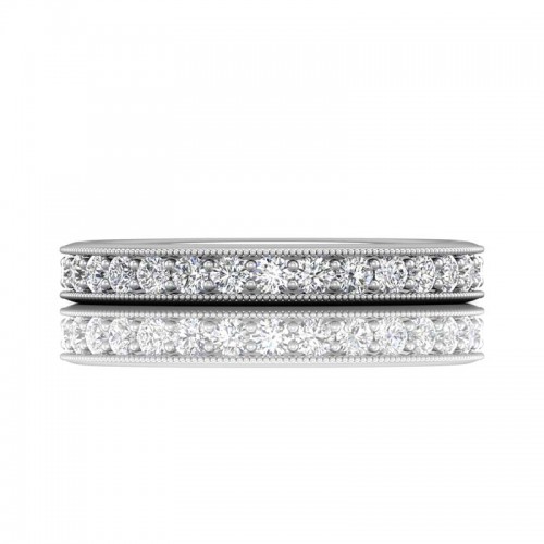 FlyerFit® 14K White Gold Micropave Bead Set Wedding Band
