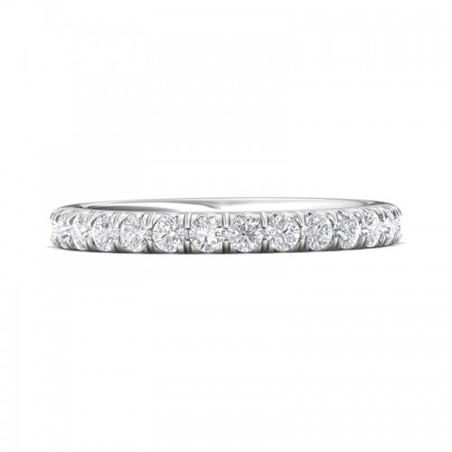 FlyerFit® 14K White Gold Micropave Cutdown Wedding Band