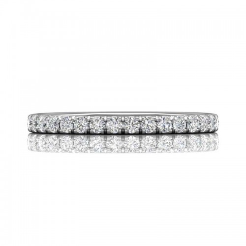 FlyerFit® 14K White Gold Micropave Cutdown Wedding Band