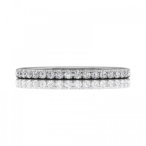 FlyerFit® 14K White Gold Micropave Cutdown Wedding Band