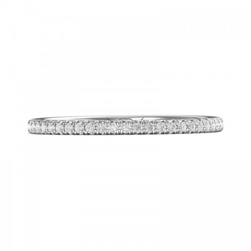 FlyerFit® 14K White Gold Micropave Cutdown Wedding Band