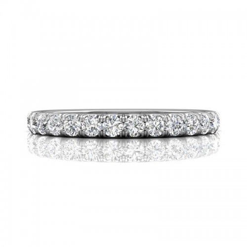 FlyerFit® 14K White Gold Micropave Cutdown Wedding Band