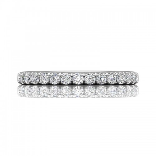 FlyerFit® 14K White Gold Micropave Cutdown Wedding Band