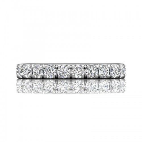FlyerFit® 14K White Gold Micropave Cutdown Wedding Band