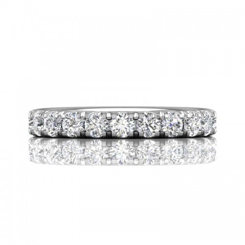 FlyerFit® 14K White Gold Micropave Cutdown Wedding Band