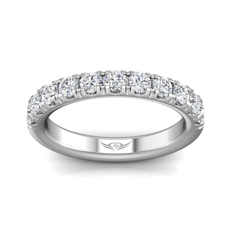 FlyerFit® 14K White Gold Micropave Cutdown Wedding Band