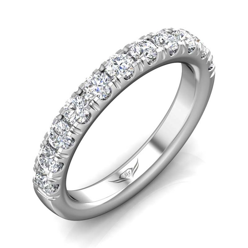 FlyerFit® 14K White Gold Micropave Cutdown Wedding Band