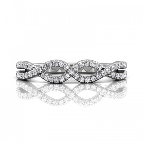 FlyerFit® 14K White Gold Micropave Cutdown Wedding Band