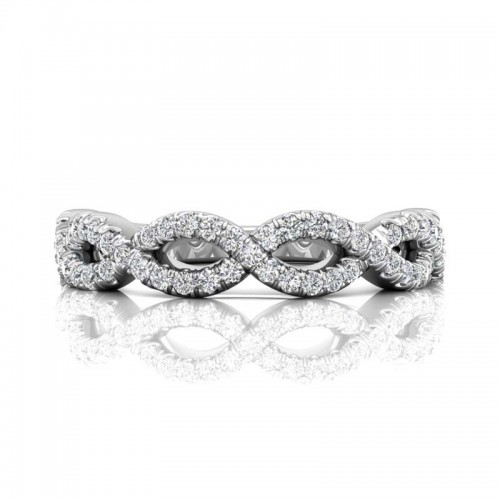 FlyerFit® 14K White Gold Micropave Cutdown Wedding Band