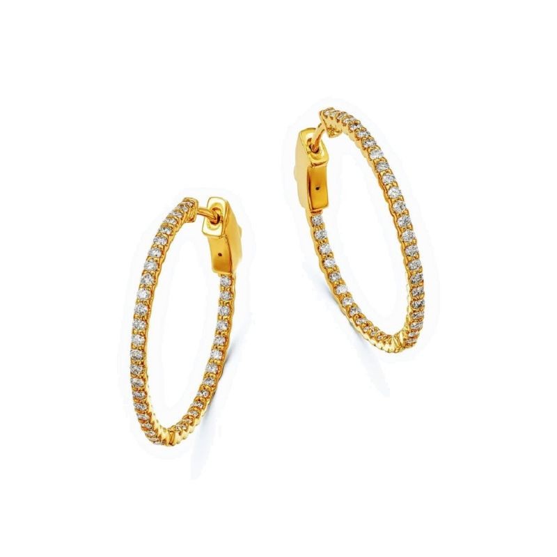 14K Diamond Hoop Earrings By PD Collection