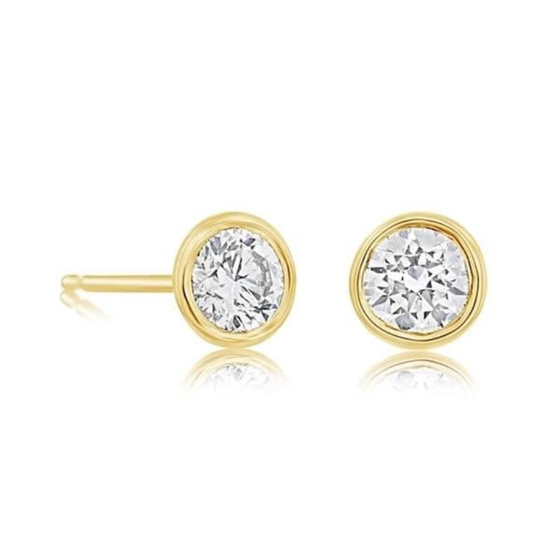 14k Diamond Bezel Set Martini Stud Earrings