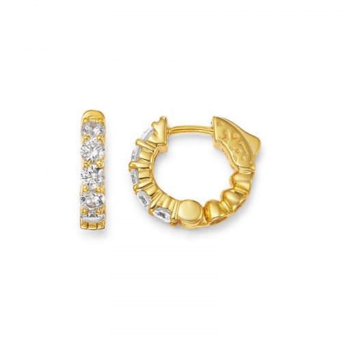 14k Diamond Huggie Hoop Earrings