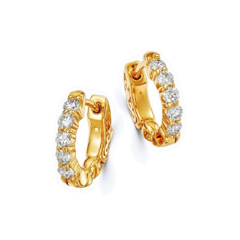 14K Diamond Huggie Hoop Earrings