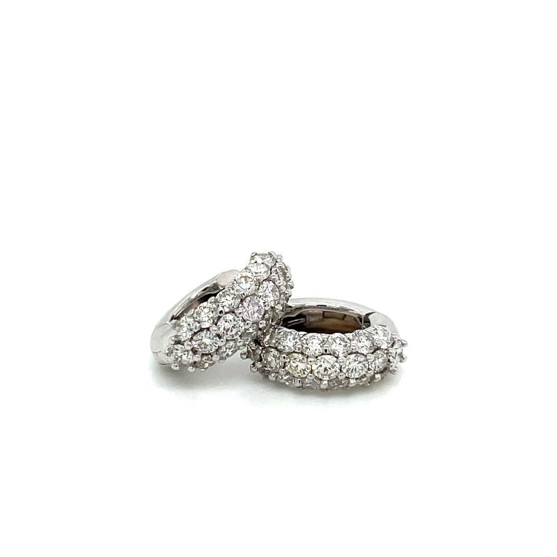 14K Yellow Gold Three Row Outside Only Huggie Hoop Earrings