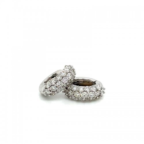 14K Yellow Gold Three Row Outside Only Huggie Hoop Earrings