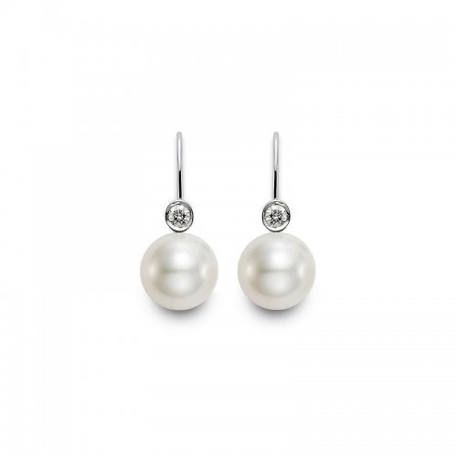 18K White Gold Bezel Set Diamonds Drop Earrings