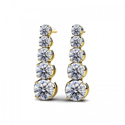 14K Yellow Gold Diamonds Graduated Drop Earrings