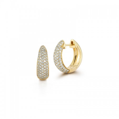 14K Yellow Gold Five-Row Graduated Pave Huggie Earrings