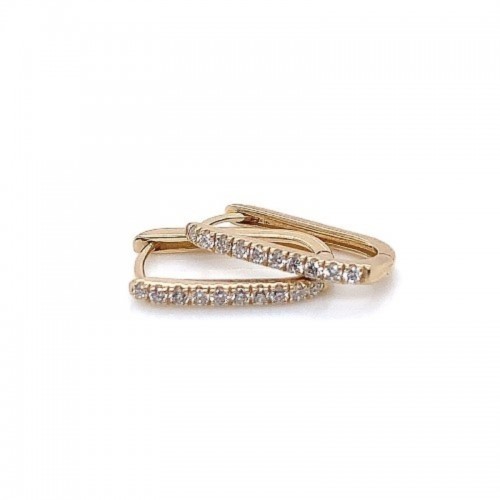 14K Yellow Gold Pave Paperclip Earrings