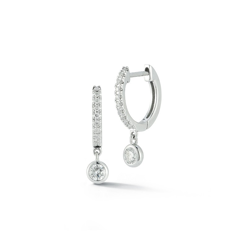 14K White Gold Huggie Earrings