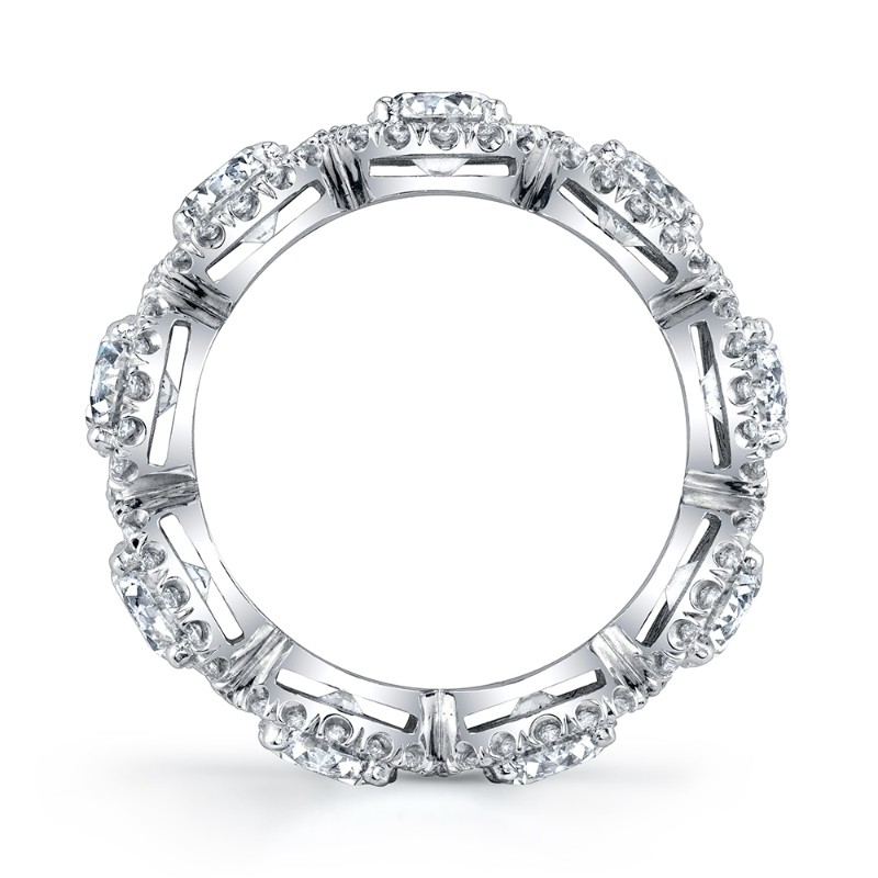 Cushion Diamond Eternity Band with Pave Halo