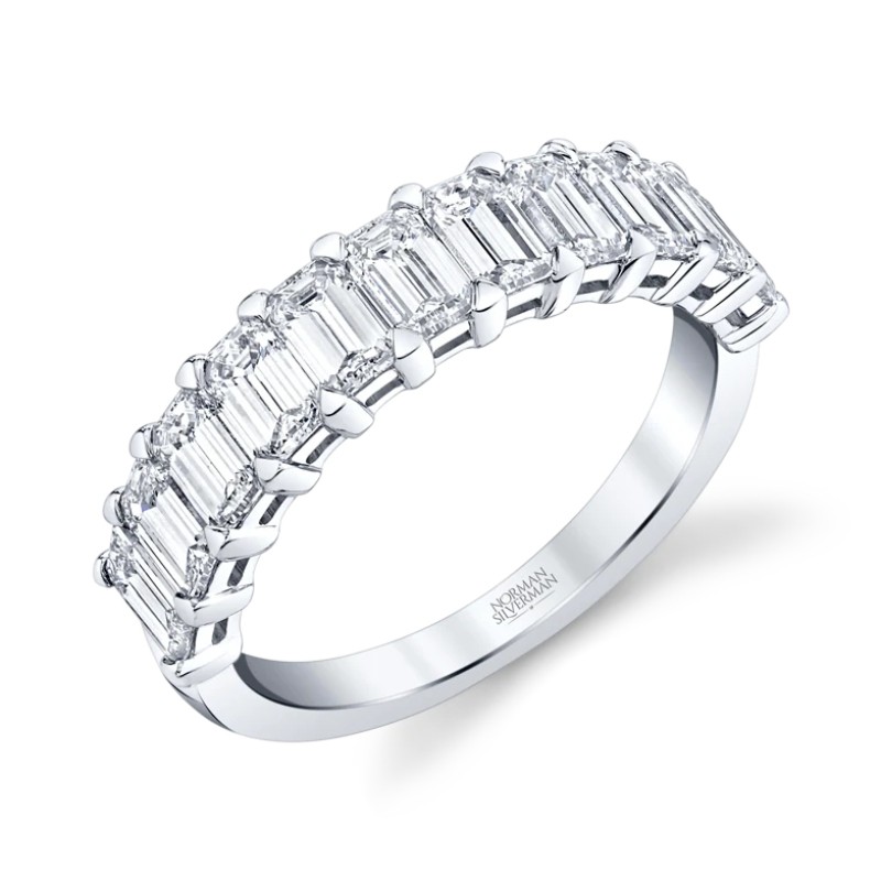 Emerald Cut Diamond Halfway Band