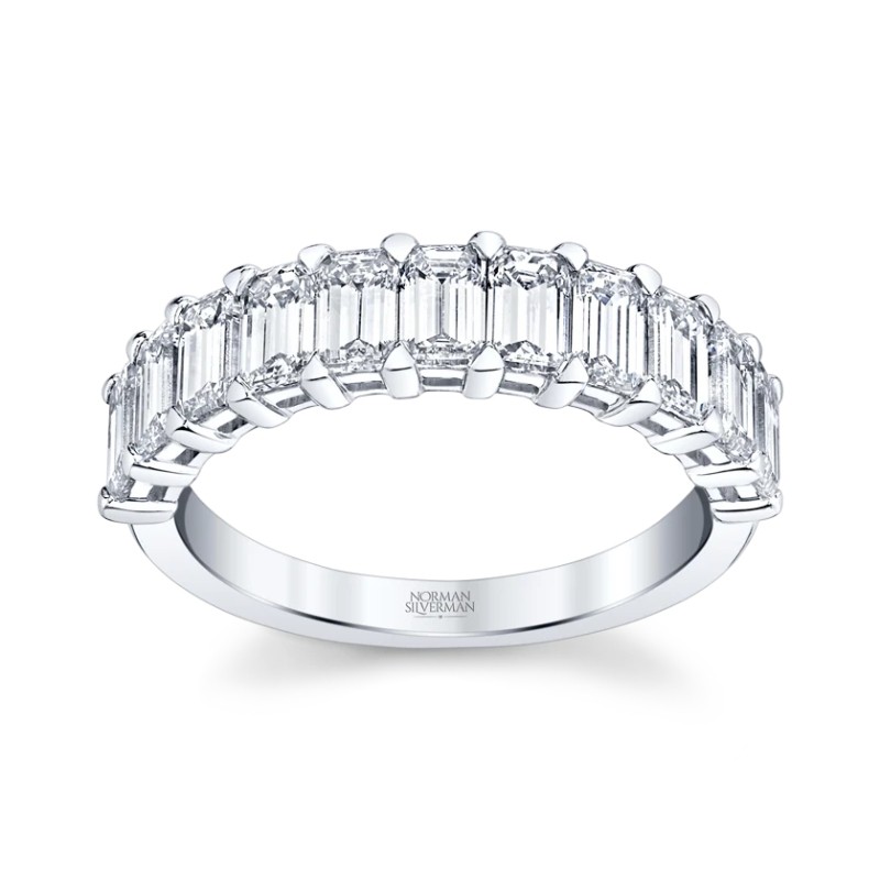 Emerald Cut Diamond Halfway Band