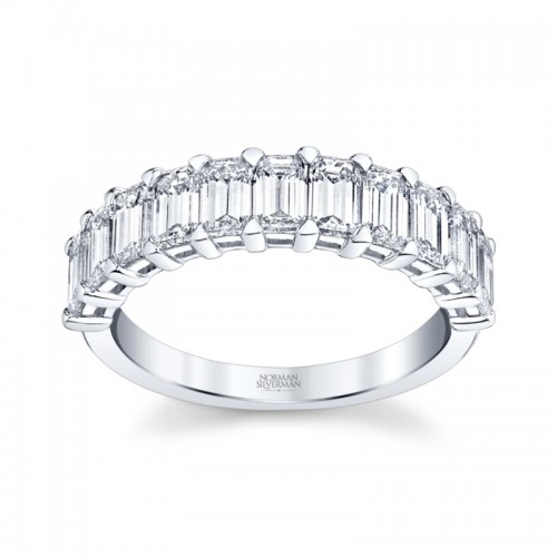 Emerald Cut Diamond Halfway Band