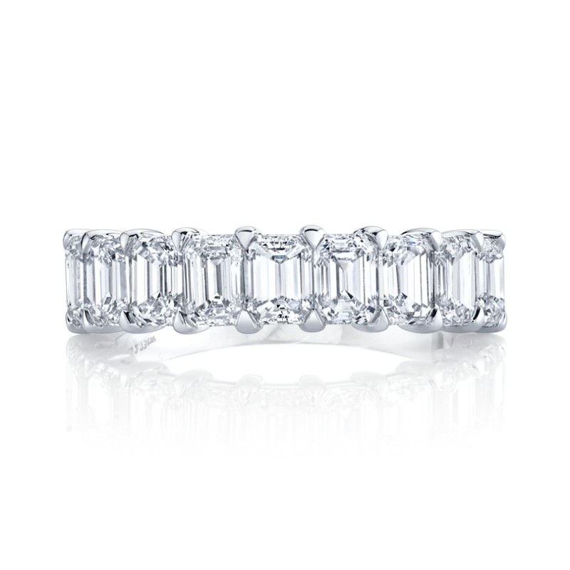 Emerald Cut Diamond Halfway Band